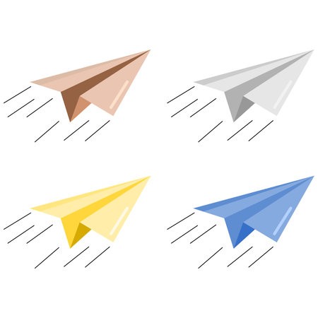 Vector illustration set of paper airplanes, holiday and travel themes, perfect for travel advertisementsのイラスト素材