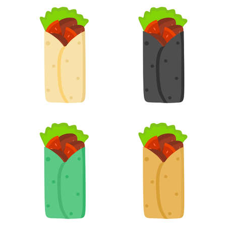 Vector illustration set of a warm kebab, restaurant and culinary theme, perfect for advertising food productsのイラスト素材