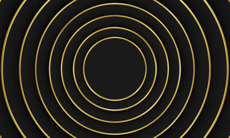 Abstract background black circle shape with golden line. Elegant design for your wallpaper.の写真素材
