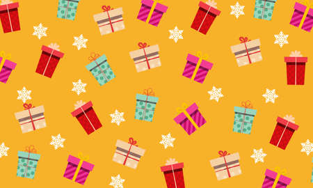 Abstract different gift box with snow flakes background. Design for gift wrapping.