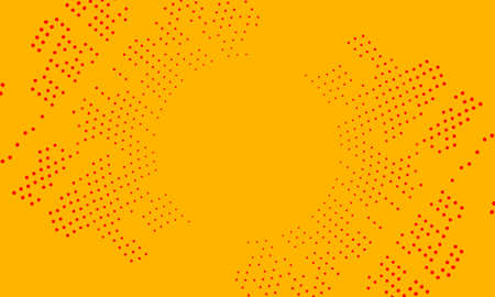 Abstract red circle in halftone style on yellow background. Pattern for textures of website.のイラスト素材