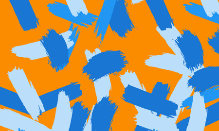 Abstract blue chaotic shape on orange background. Best smart design for your business.のイラスト素材