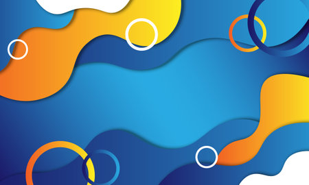 Abstract blue, yellow and white fluid geometric background. Design for your website.のイラスト素材