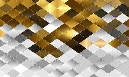 Abstract gold and white geometric rhombus background. Template for your design.のイラスト素材