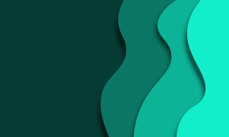 Abstract green paper cut wave background. Textured pattern for websites, banners.のイラスト素材