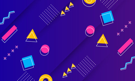Abstract blue and purple gradient texture with memphis element. Vector illustration. Background for...