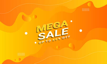 Sale background with orange gradient fluid liquid. Vector illustration.のイラスト素材