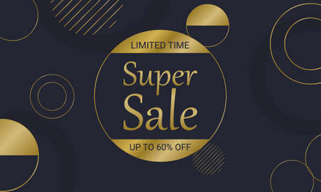 Sale banner background with luxury gold circle lines. Vector illustration.のイラスト素材