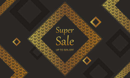 Sale banner background with luxury gold. Vector illustration.のイラスト素材
