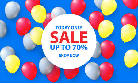 Sale banner background with colorful balloon.