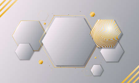 Luxury white and gold hexagonal background.