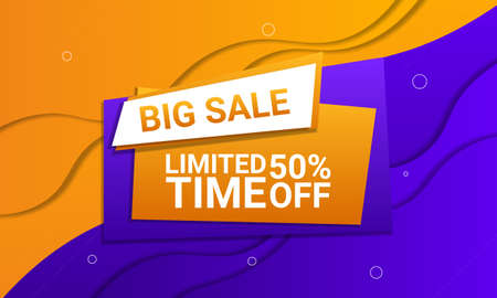 Sale banner background with orange and purple gradient paper style.のイラスト素材