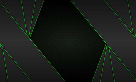 Abstract black stripes overlapping with green lines background.の写真素材