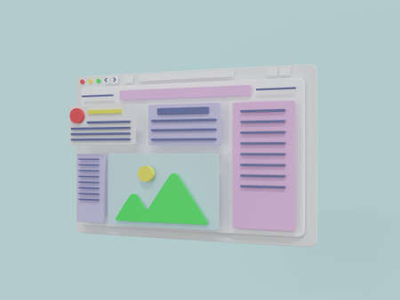 3D web page interface. 3D rendering illustration.の写真素材