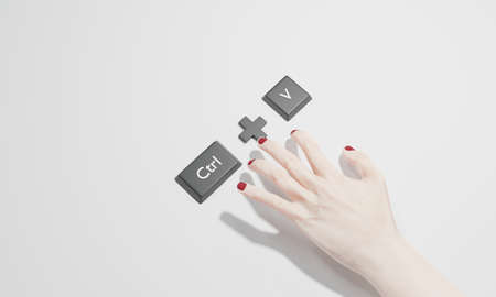 Ctrl V on white background. 3D rendering illustration.