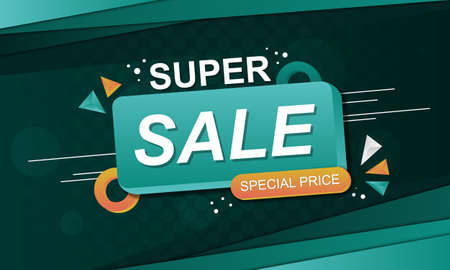 Gradient dark green sale banner background. Abstract banner background. Vector illustration.