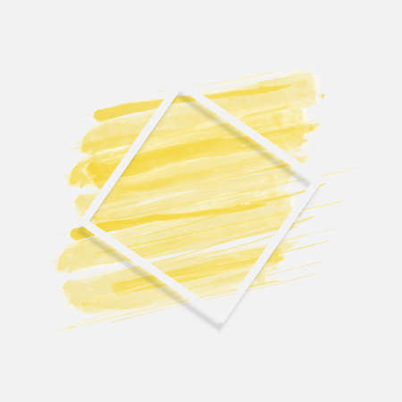 Yellow brush with rectangle frame line background. Abstract background.の写真素材