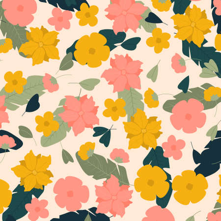 Abstract hand draw floral pattern background. Vector illustration.