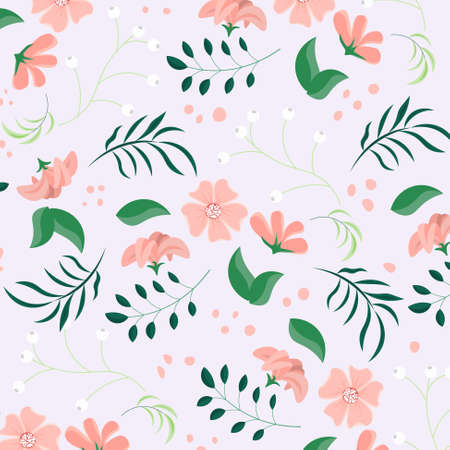 Abstract flat hand draw floral pattern background. Vector illustration.のイラスト素材