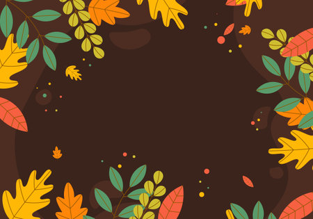 Abstract flat hand draw autumn leaves background. Vector illustration.のイラスト素材