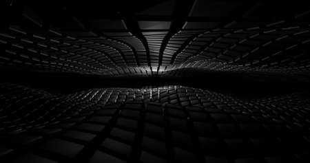 Abstract dark wavy tile background. 3D rendering illustration.の写真素材