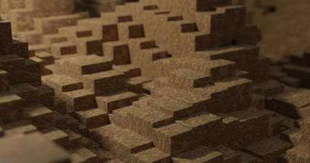 Abstract cubes with wood texture background. 3D rendering illustration.