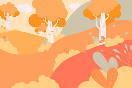 Autumn background with flat style. Vector illustration.のイラスト素材