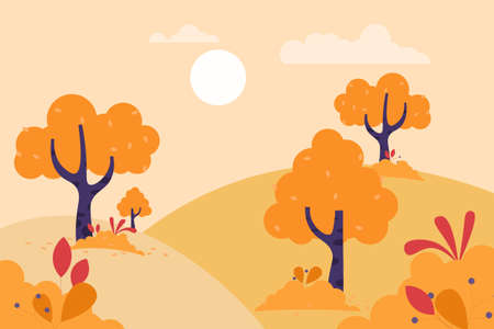 Autumn background with flat style. Vector illustration.のイラスト素材