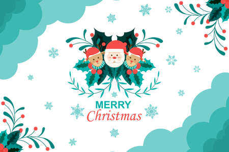 Christmas background with santa claus and deer. Vector illustration.のイラスト素材