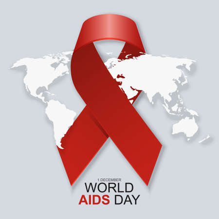 Realistic world aids day background with hearth map. Vector illustration.のイラスト素材