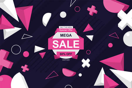 Sale banner background with colorful geometric. Vector illustration.のイラスト素材