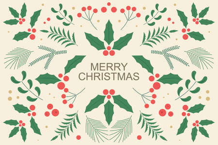 Christmas and happy new year background with floral. Vector illustration.のイラスト素材