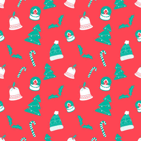 Hand drawn new year pattern design background. Vector illustration.のイラスト素材