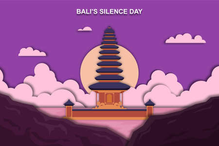 Nyepi background with paper style. Vector illustration.のイラスト素材