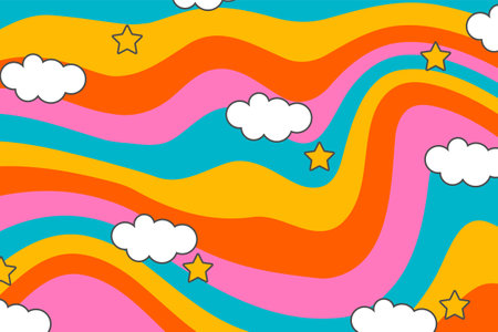 Abstract psychedelic groovy background. Vector illustration.のイラスト素材