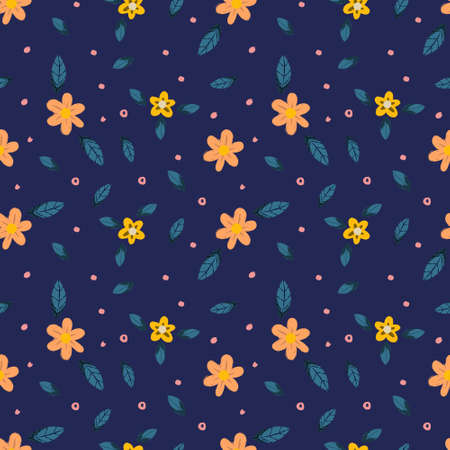 Hand drawn floral flower pattern. Vector illustration