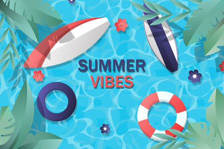 Summer vibes background with gradient style. Vector illustration.のイラスト素材