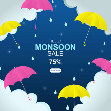 Monsoon season sale background with gradient style. Vector illustration.のイラスト素材