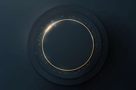 Dark circle with golden glitter background. Vector illustration.のイラスト素材