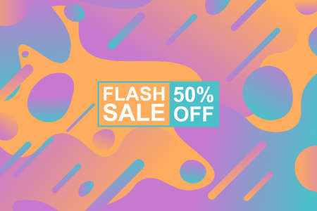 Sale banner background with orange purple and blue gradient fluid. Vector illustration.のイラスト素材