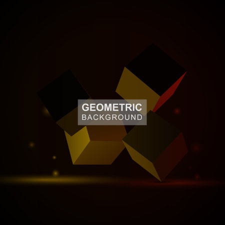 Gradient dark yellow and dark red geometric cube background. Vector illustration.のイラスト素材