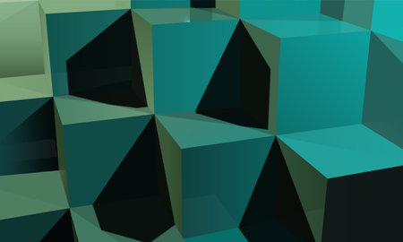 3D green and blue gradient cube stairs background. Vector illustration.