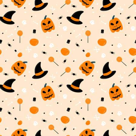 Halloween pattern in seamless style. Vector illustration.のイラスト素材