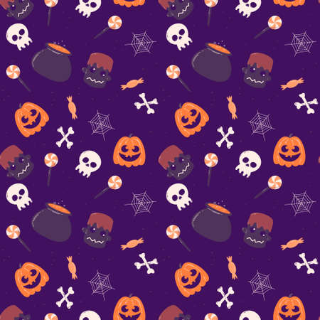Halloween pattern in seamless style. Vector illustration.のイラスト素材