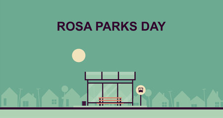 Rosa parks day background. Design with bus station. Vector design illustration.のイラスト素材