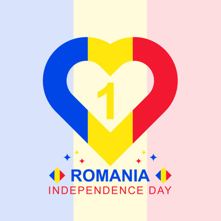 Romania Independence Day. Design with lovely hearth. Vector illustration.のイラスト素材