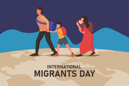 International Migrants Day background. Vector design illustration.のイラスト素材