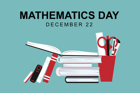 Mathematics Day background. Design with books. Vector design illustration.