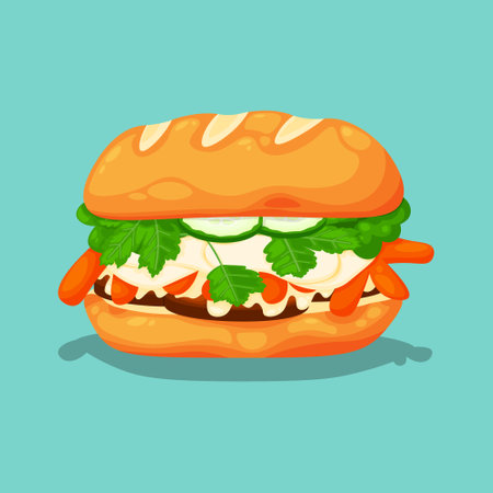 Banh Mi background. Design with cartoon style. Vector design illustration.のイラスト素材