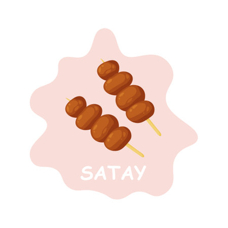 Satay Indonesia Food. Design with cartoon. Vector design illustration.のイラスト素材